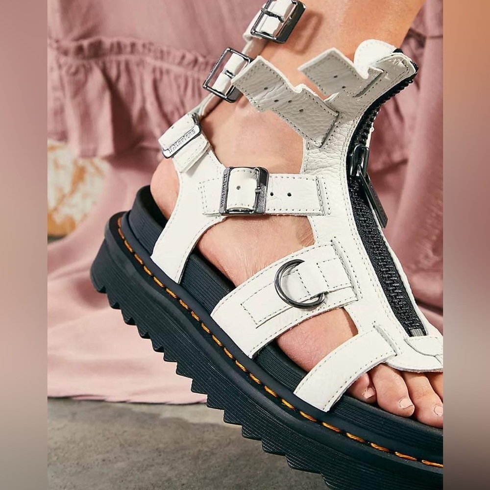 Dr.Martens Olson Zipped Leather White Sandals